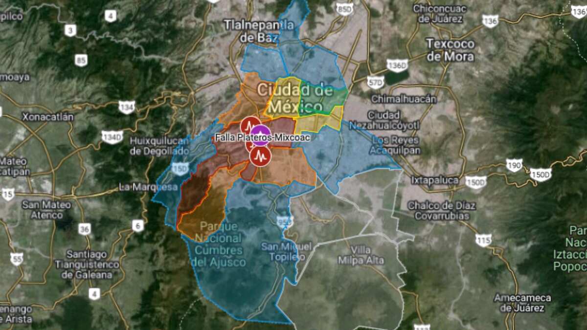 Mapa falla Plateros-Mixcoac: Alcaldías con mayor riesgo de sismo