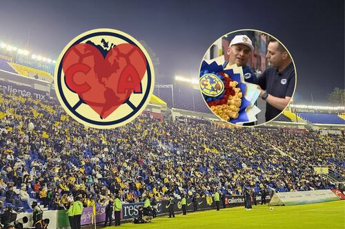 ¡Que viva el amor! Aficionado del América llega al estadio con un ramo de flores con los colores de su equipo