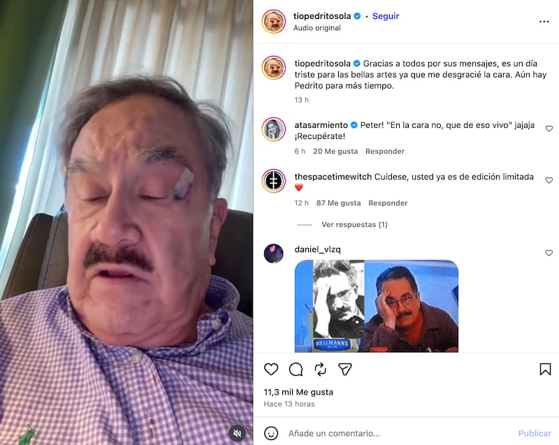 Publicación de Pedrito Sola en Instagram