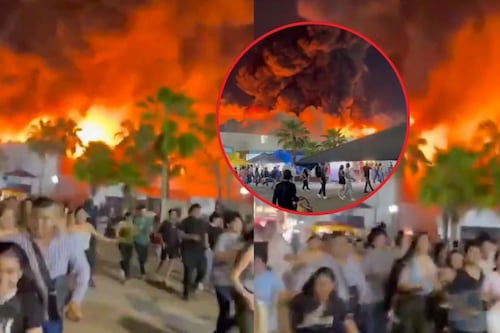VIDEO: Incendio arrasa la Nave 1 de la Feria Tabasco; reportan pérdida total y varios muertos