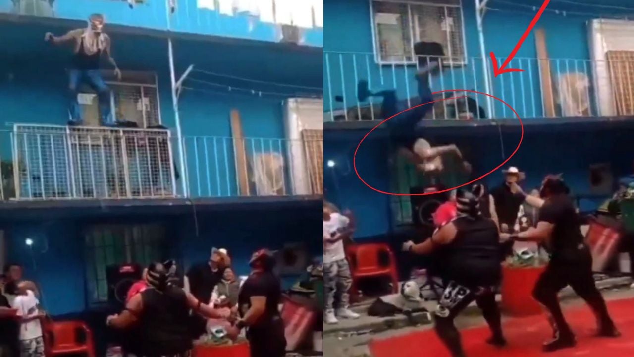 Luchador cae de segundo piso en vecindad de México