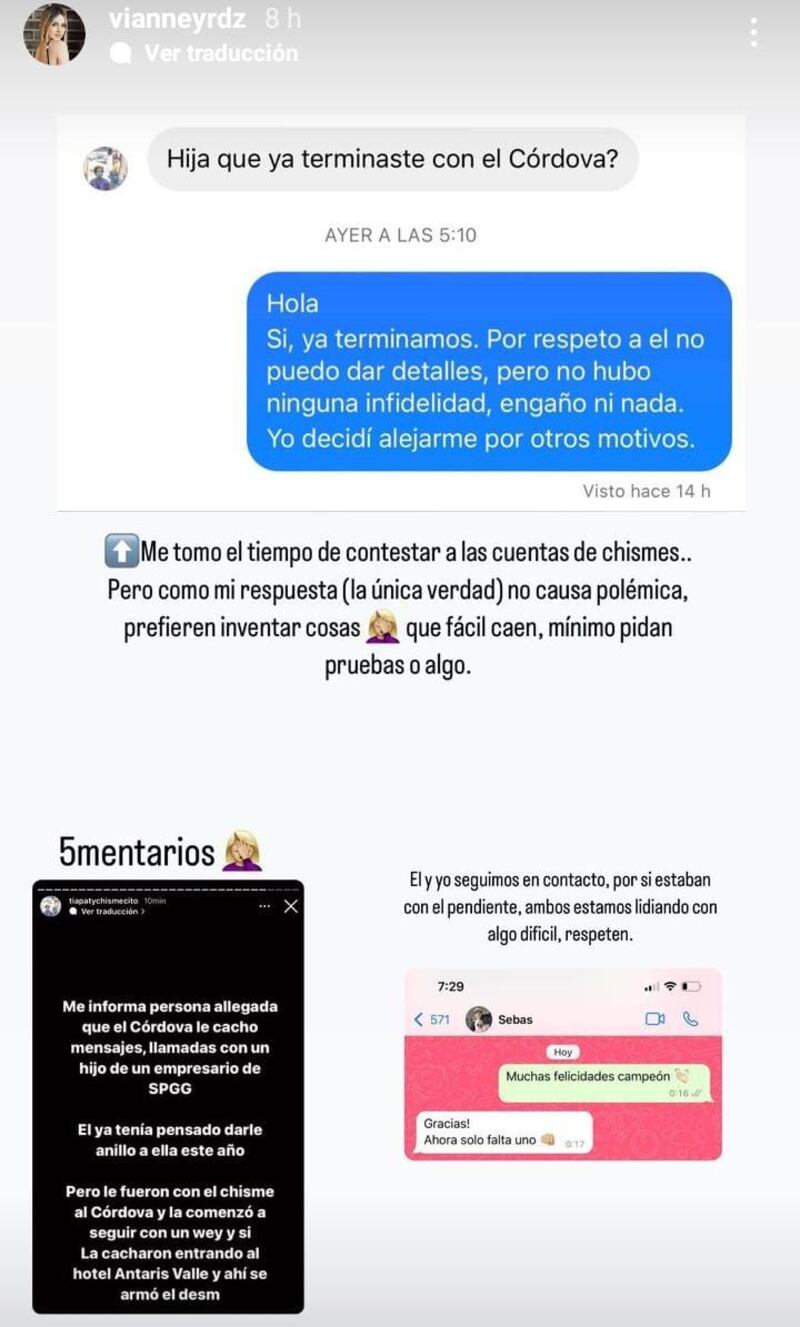 Vianney Rodríguez aclaró los motivos de su separación con Sebastián Córdova.