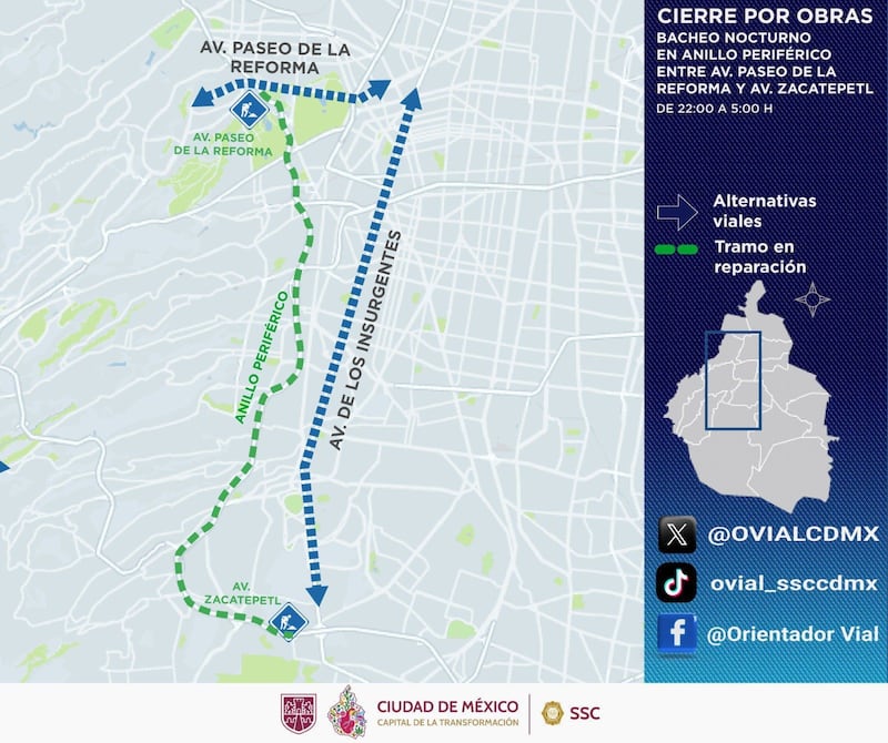 Bacheo vías alternas