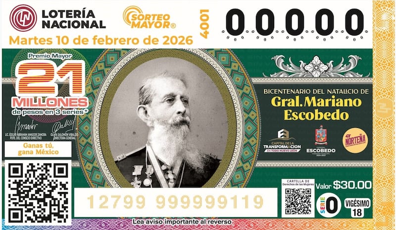 Billete de Lotería Nacional Sorteo Mayor