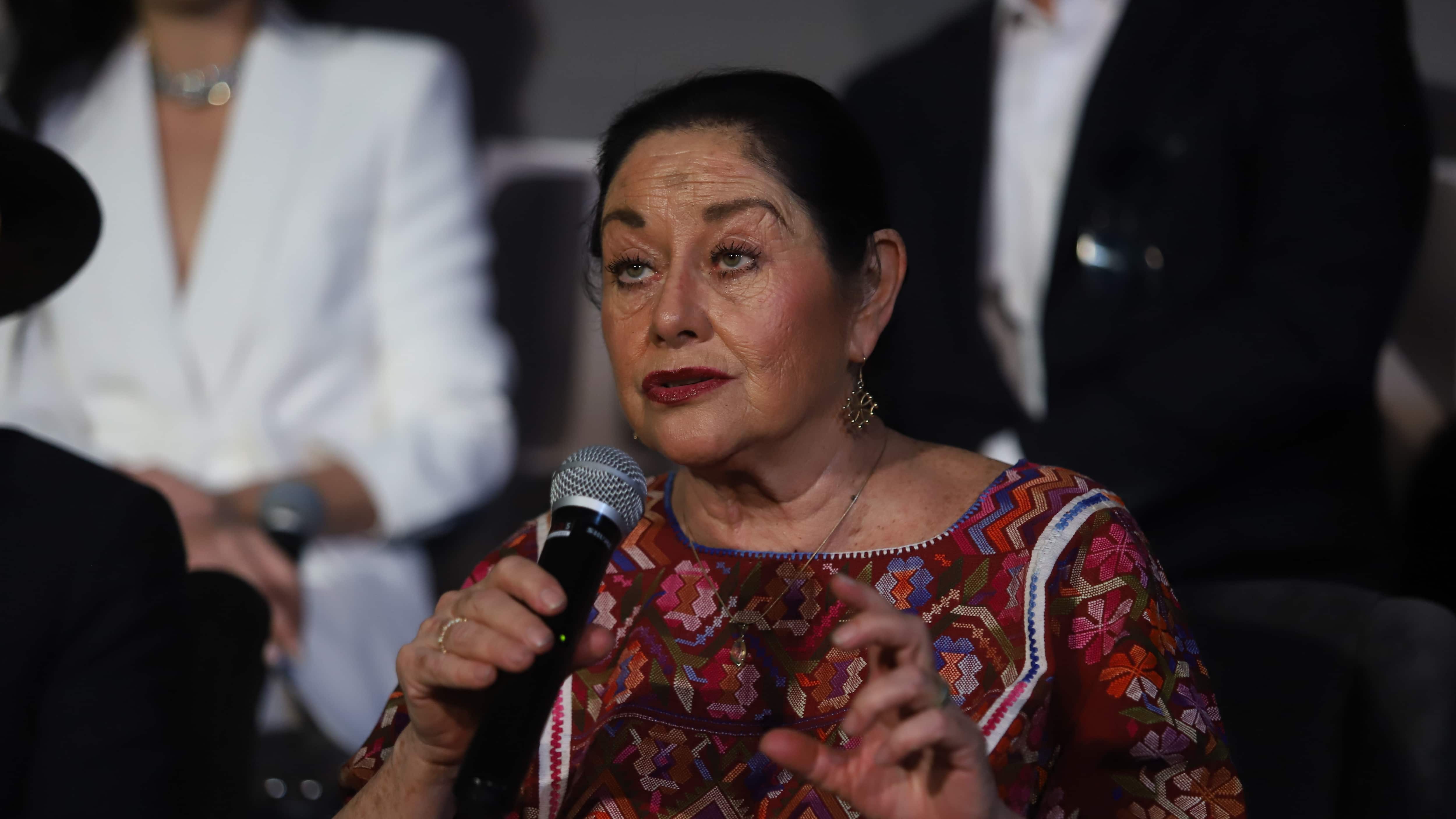 Angélica Aragón durante la conferencia de prensa de la película “Los Habitantes”.