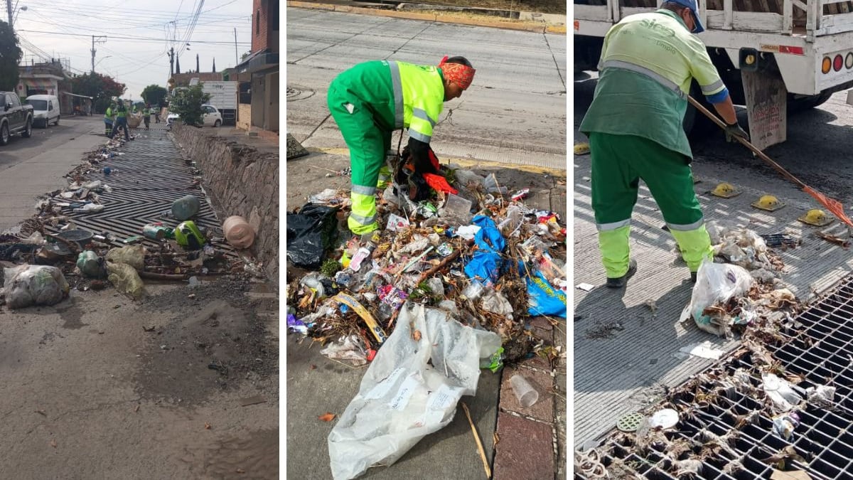 Coladeras obstruidas por basura se han convertido en una de las principales causas de inundaciones en León durante la temporada de lluvias.