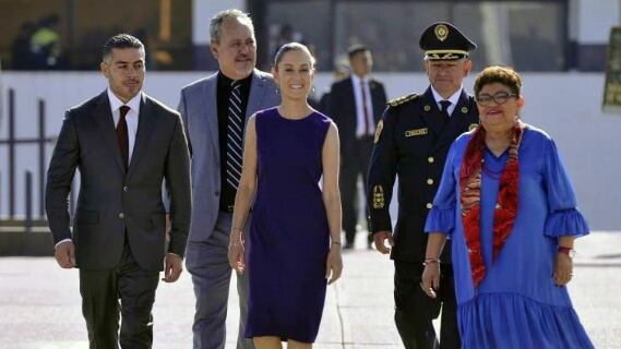 Omar García Harfuch, Claudia Sheinbaum y Ernestina Godoy.