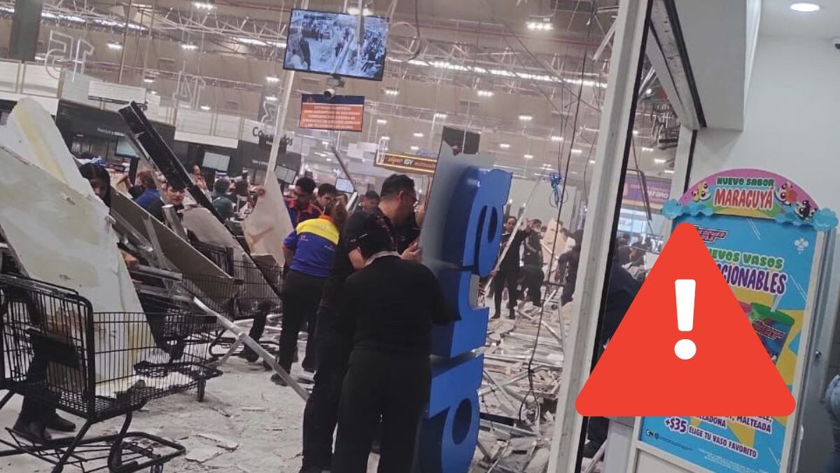 Video: Se desploma techo de supermercado en Plaza Pabellón del Valle tras intensas lluvias en CDMX