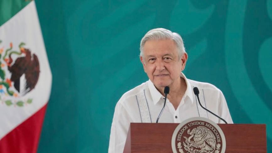 El presidente Andrés Manuel López Obrador durante su conferencia en Campeche