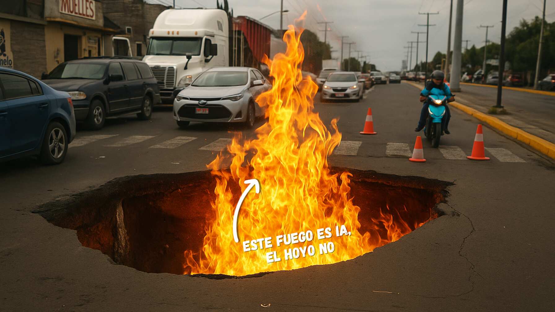 El socavón generó reacciones virales en redes, donde lo llaman “portal al inframundo”.