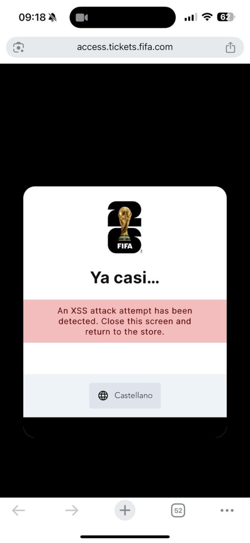 Portal de la FIFA presenta fallas.