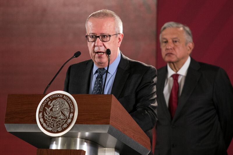 CIUDAD DE MÉXICO, 13MAYO2019.- Andrés Manuel López Obrador, presidente de México, durante la conferencia de prensa donde se firmó el decreto por ocho mil millones de pesos con las instituciones bancarias HSBC, Mitzuho Securities y J.P. Morgan para fortalecer las finanzas de PEMEX.