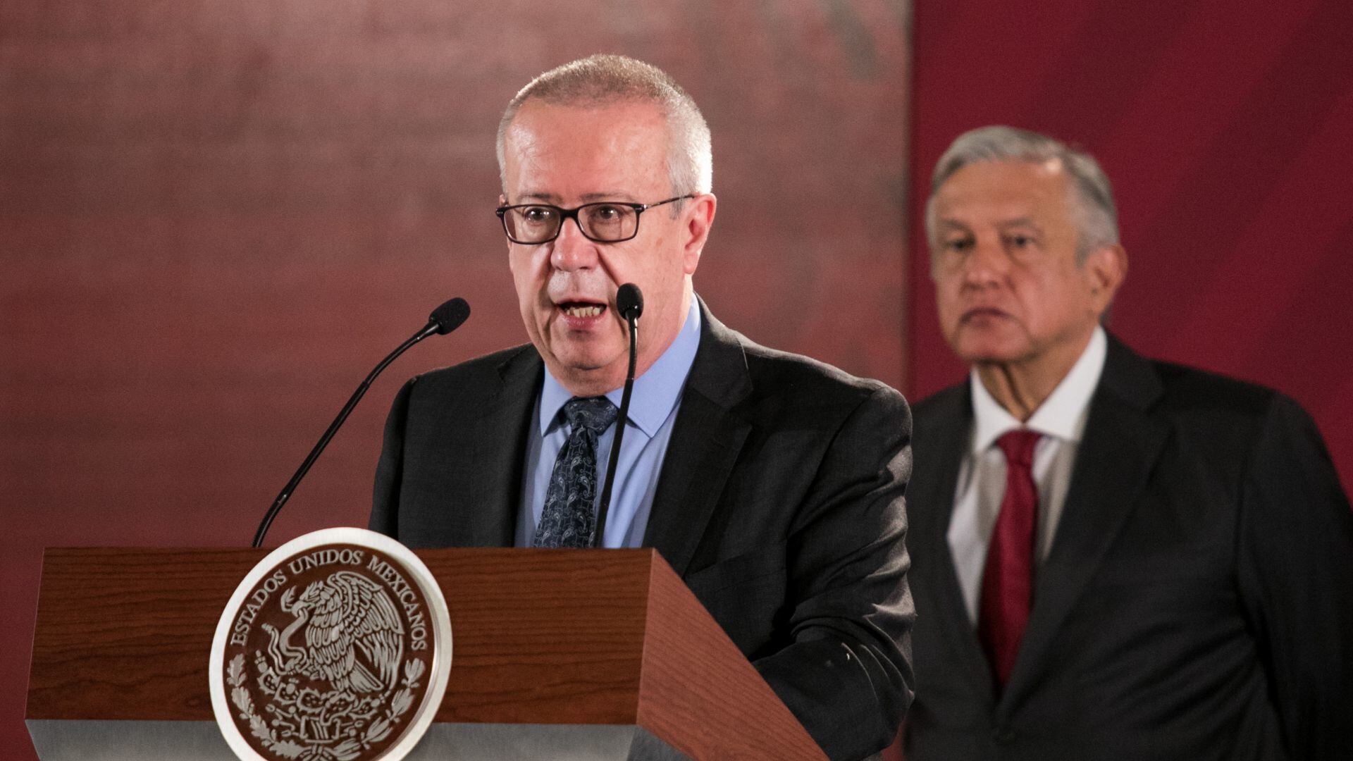 CIUDAD DE MÉXICO, 13MAYO2019.- Andrés Manuel López Obrador, presidente de México, durante la conferencia de prensa donde se firmó el decreto por ocho mil millones de pesos con las instituciones bancarias HSBC, Mitzuho Securities y J.P. Morgan para fortalecer las finanzas de PEMEX.