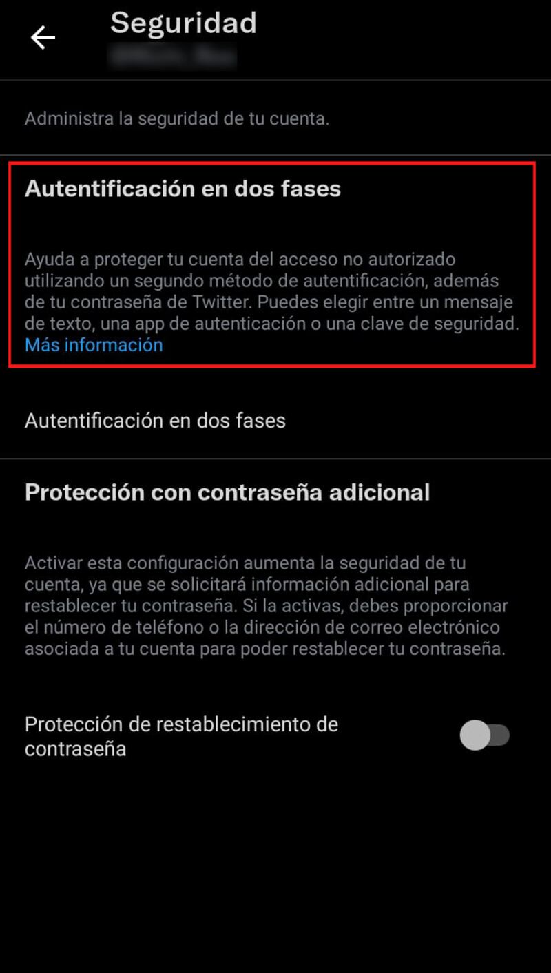 Autenticación Twitter en dos pasos