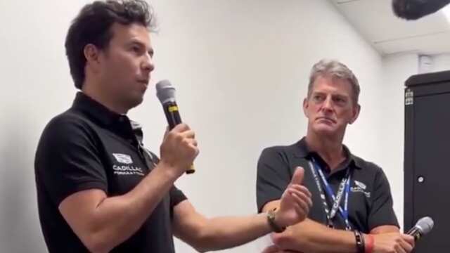 Checo Pérez dio emotivo discurso con Cadillac.