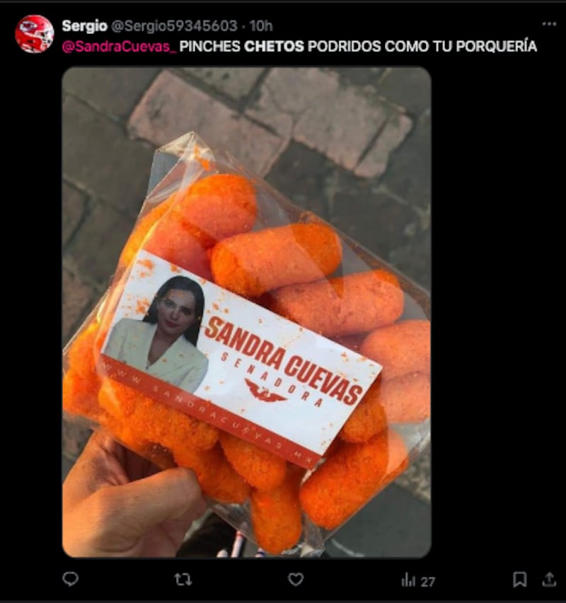 Chetos: Sandra Cuevas regala bolsas de frituras 'pirata' y la critican en redes sociales