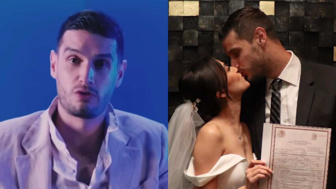 Adrián Marcelo en su boda con Karina puente