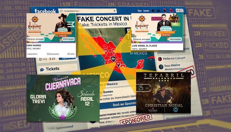 Las pruebas demuestran que los estafadores crean dominios clonados y páginas falsas en Facebook para ofrecer boletos fraudulentos.