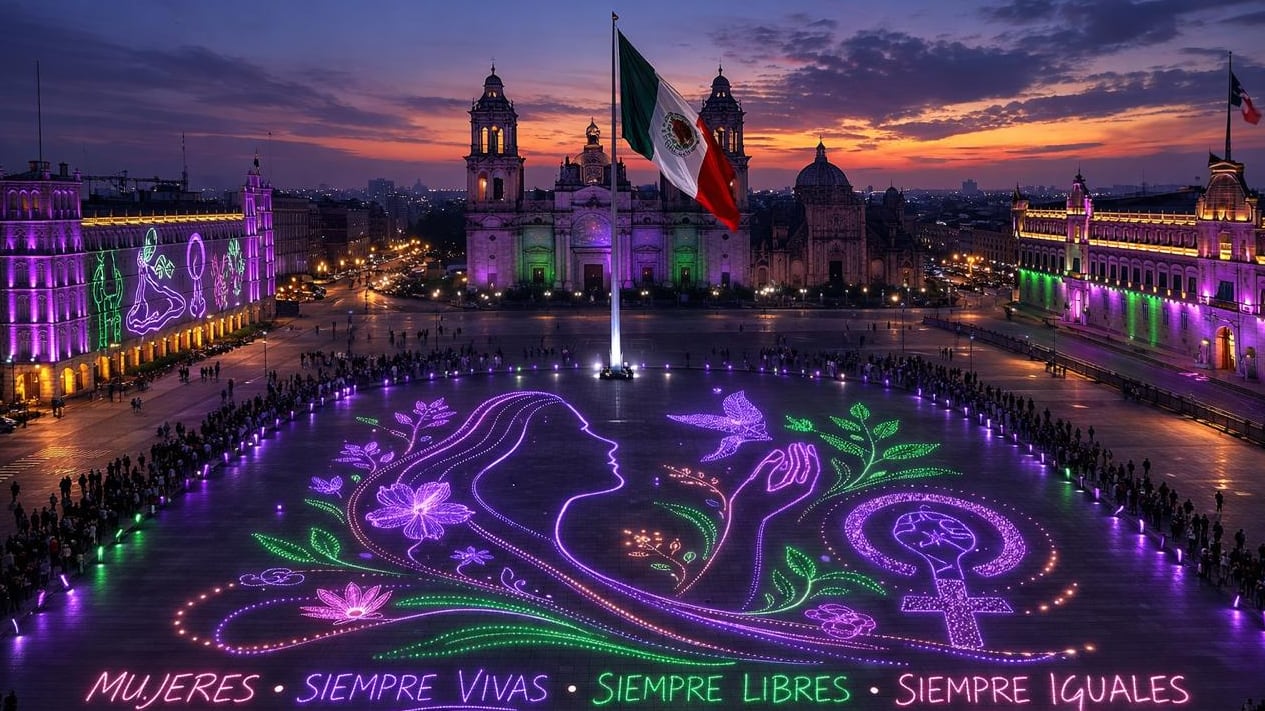 Por primera vez en marzo, el Zócalo contará con alumbrado monumental con motivo del 8M