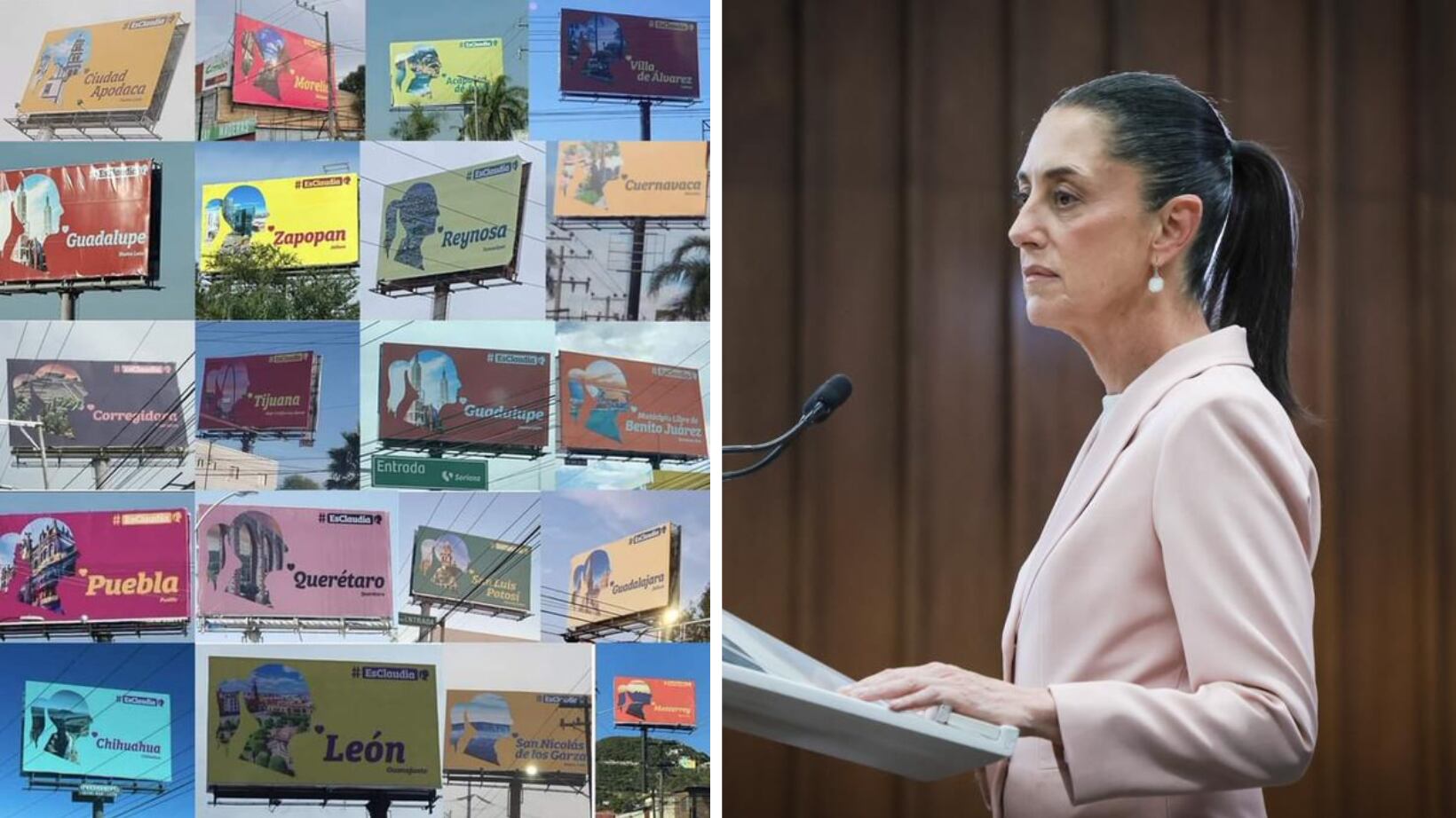 Desde inicios de diciembre han aparecido pintas en bardas en espacios públicos de la capital del país y otras ciudades y redes sociales con el hashtag #EsClaudia