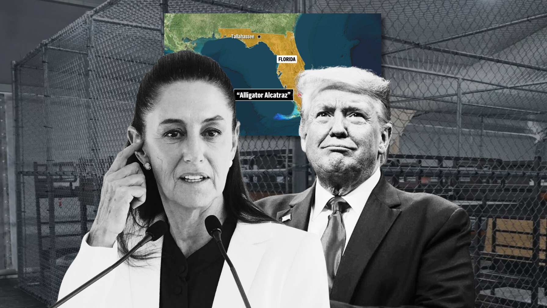 México ya envió dos notas diplomáticas a Washington para frenar detenciones de connacionales en centros migratorios como Alligator Alcatraz.