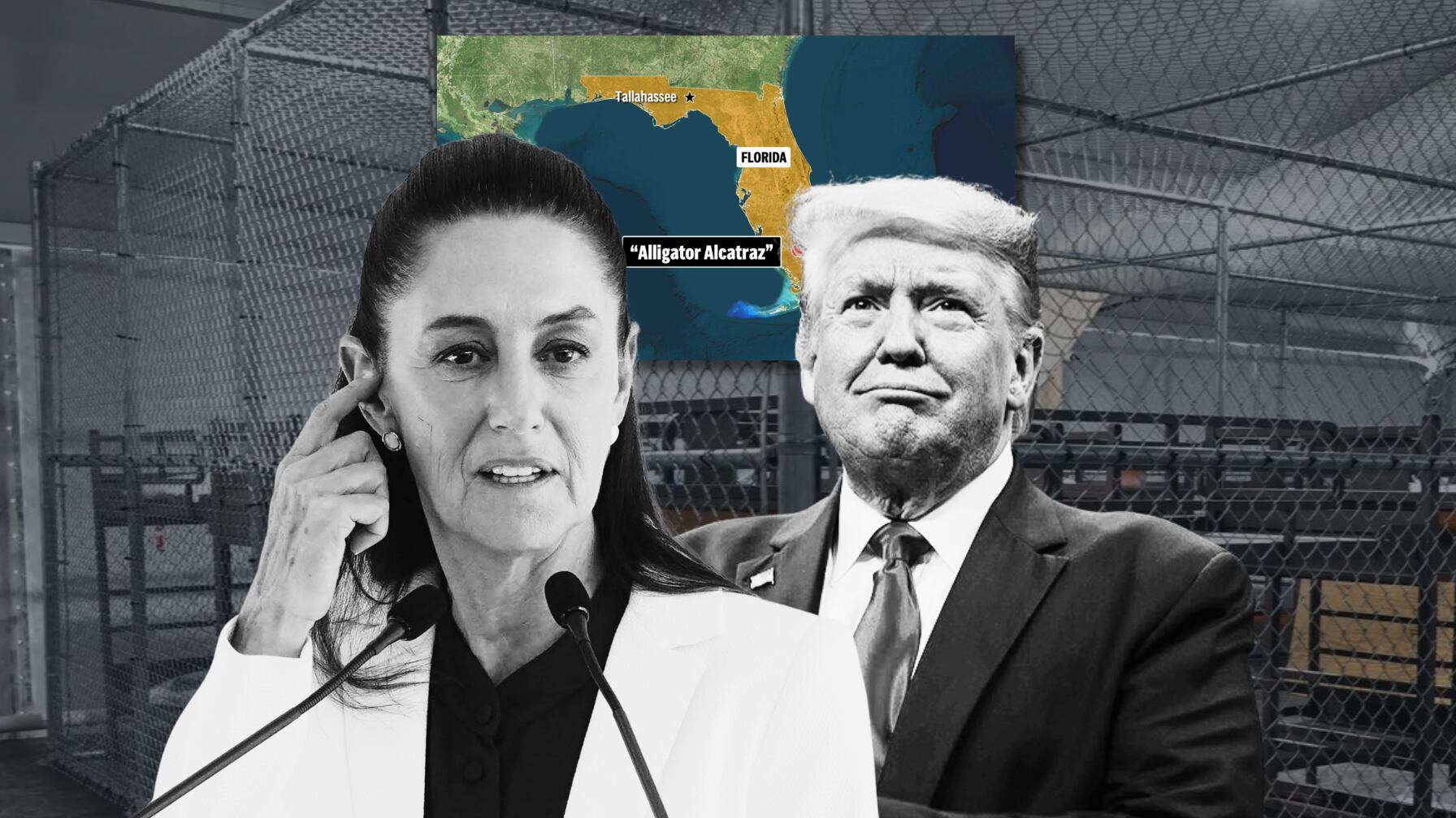 México ya envió dos notas diplomáticas a Washington para frenar detenciones de connacionales en centros migratorios como Alligator Alcatraz.