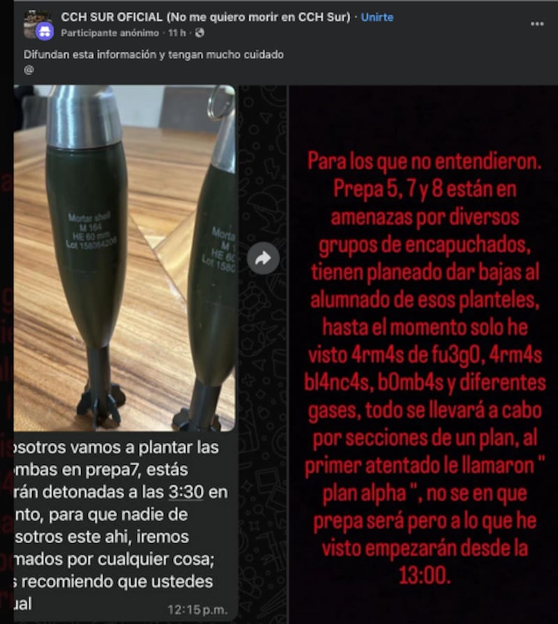 Mensajes filtrados en los grupos de la comunidad estudiantil de la UNAM