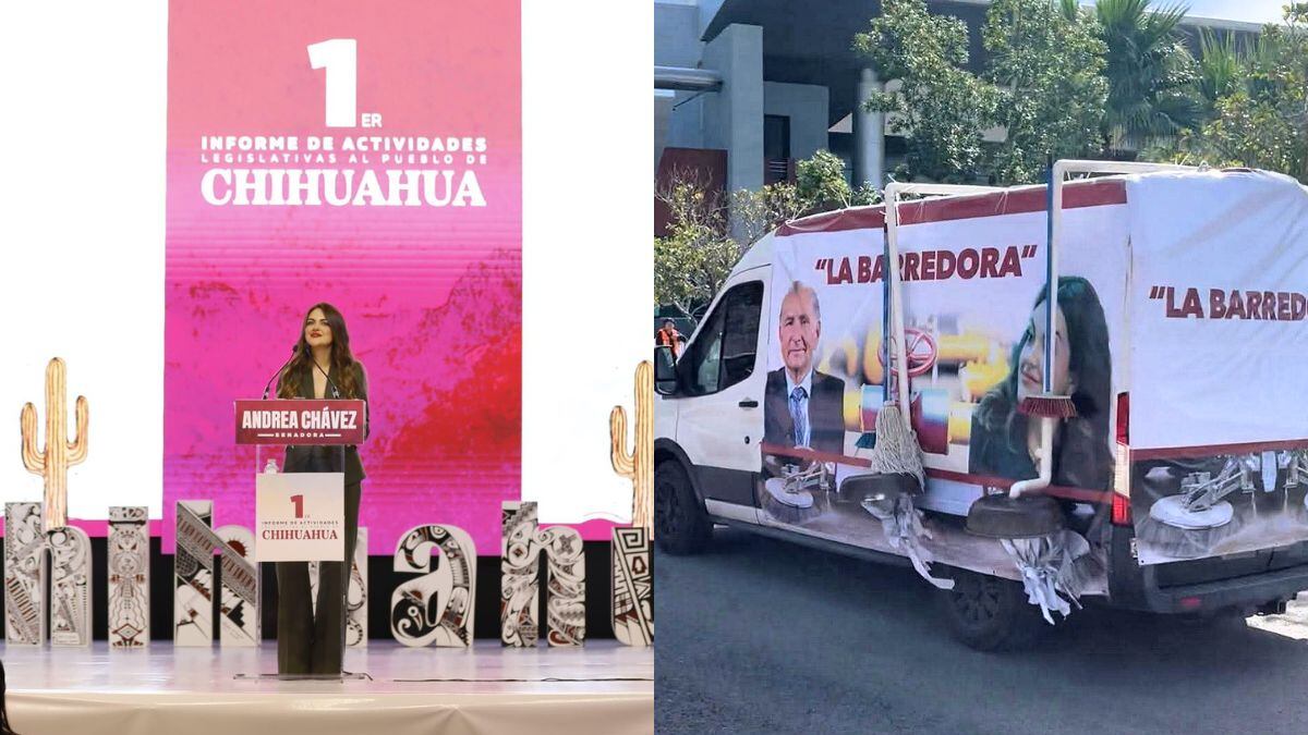 Aparece La Barredora: Camionetas con lonas irrumpen informe de Andrea Chávez en Chihuahua