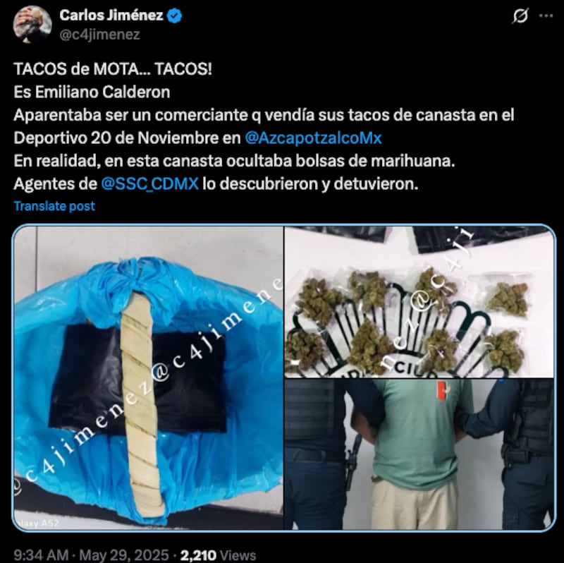 Filtran foto del supuesto "taquero" de marihuana