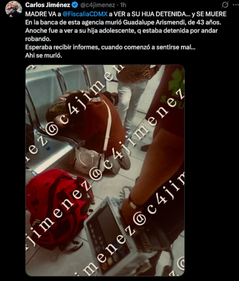Madre muere esperando a su hija arrestada