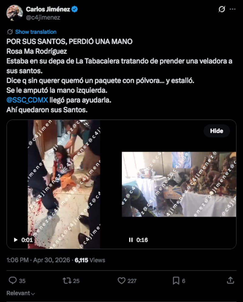 Publicación del periodista Carlos Jiménez en X