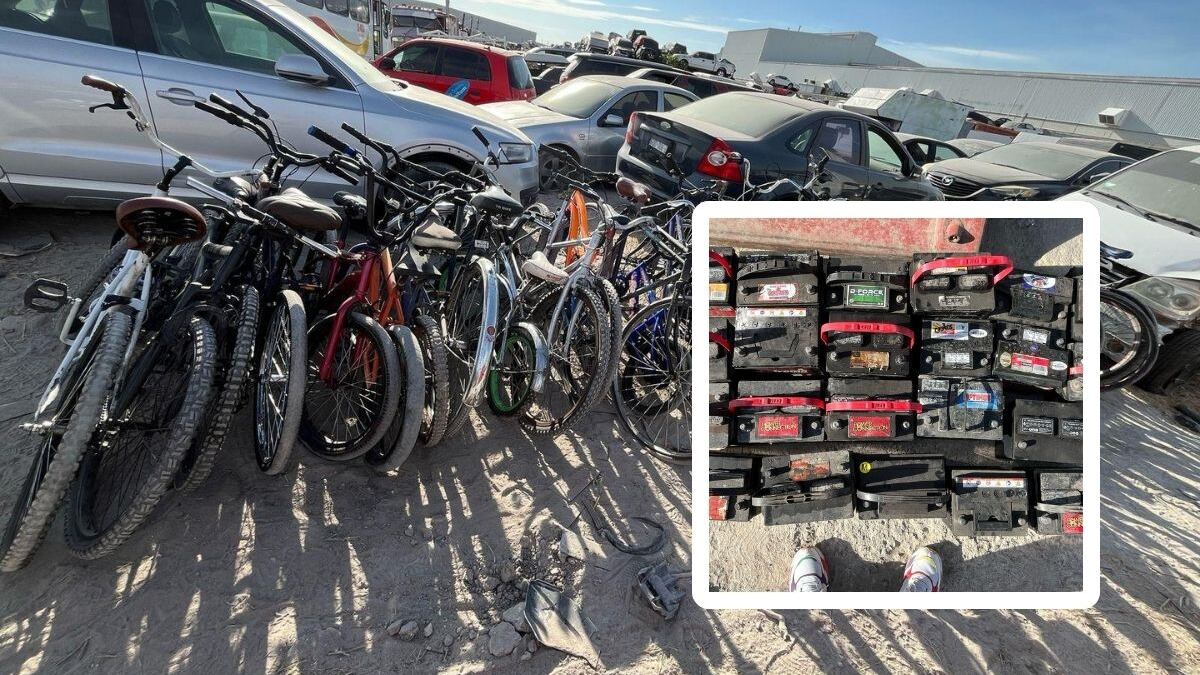 Bicicletas, baterías y neumáticos fueron asegurados durante el operativo de reordenamiento en la avenida Miguel Alemán, en León.