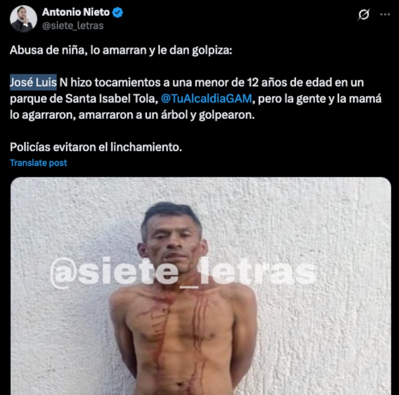 Policías salvan a sujeto de ser linchado en Santa Isabel Tola