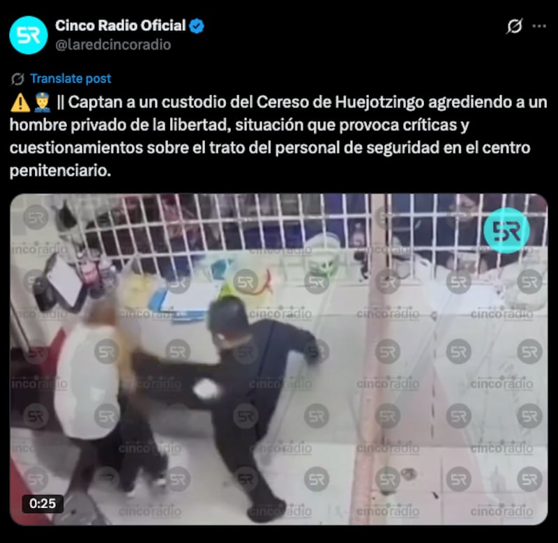 Custodio golpea a persona privada de su libertad