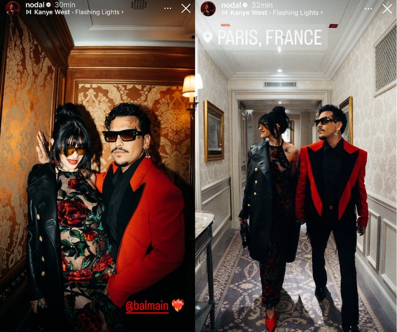 Christian Nodal y Cazzu acuden a desfile de Balmain en la Semana de la Moda de París
