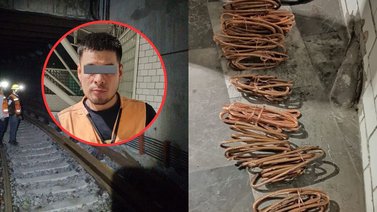 Detienen a trabajador del Metro que intentó robar 10 kg de cable de cobre.