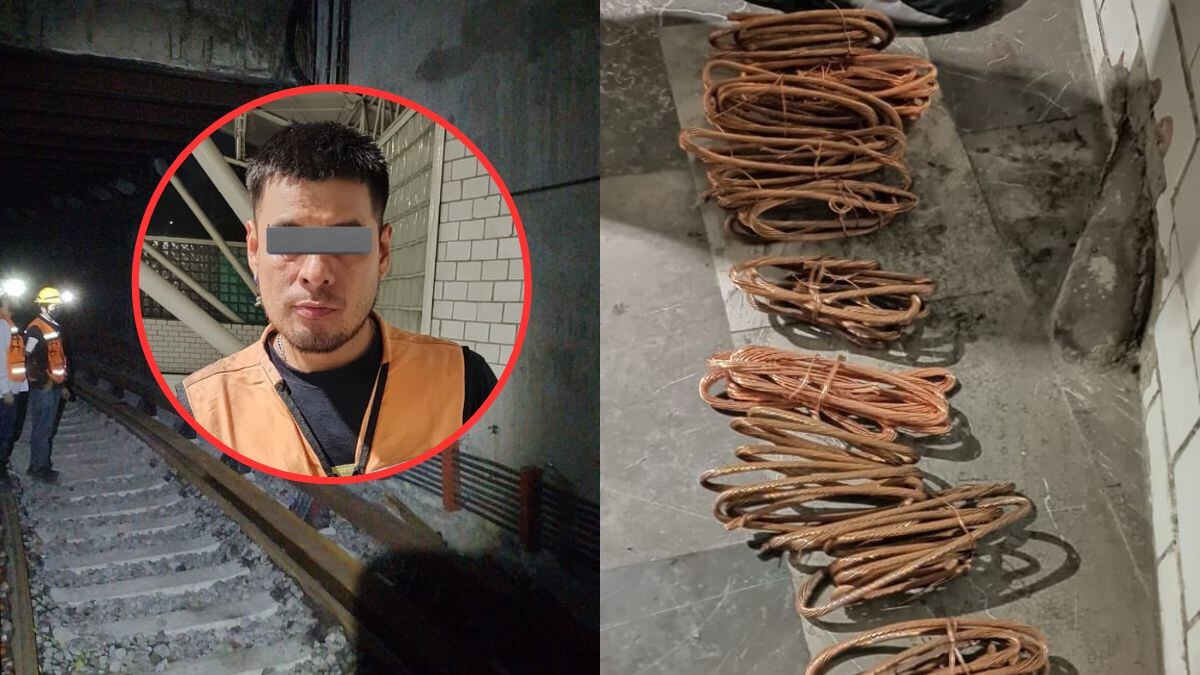 Detienen a trabajador del Metro que intentó robar 10 kg de cable de cobre.