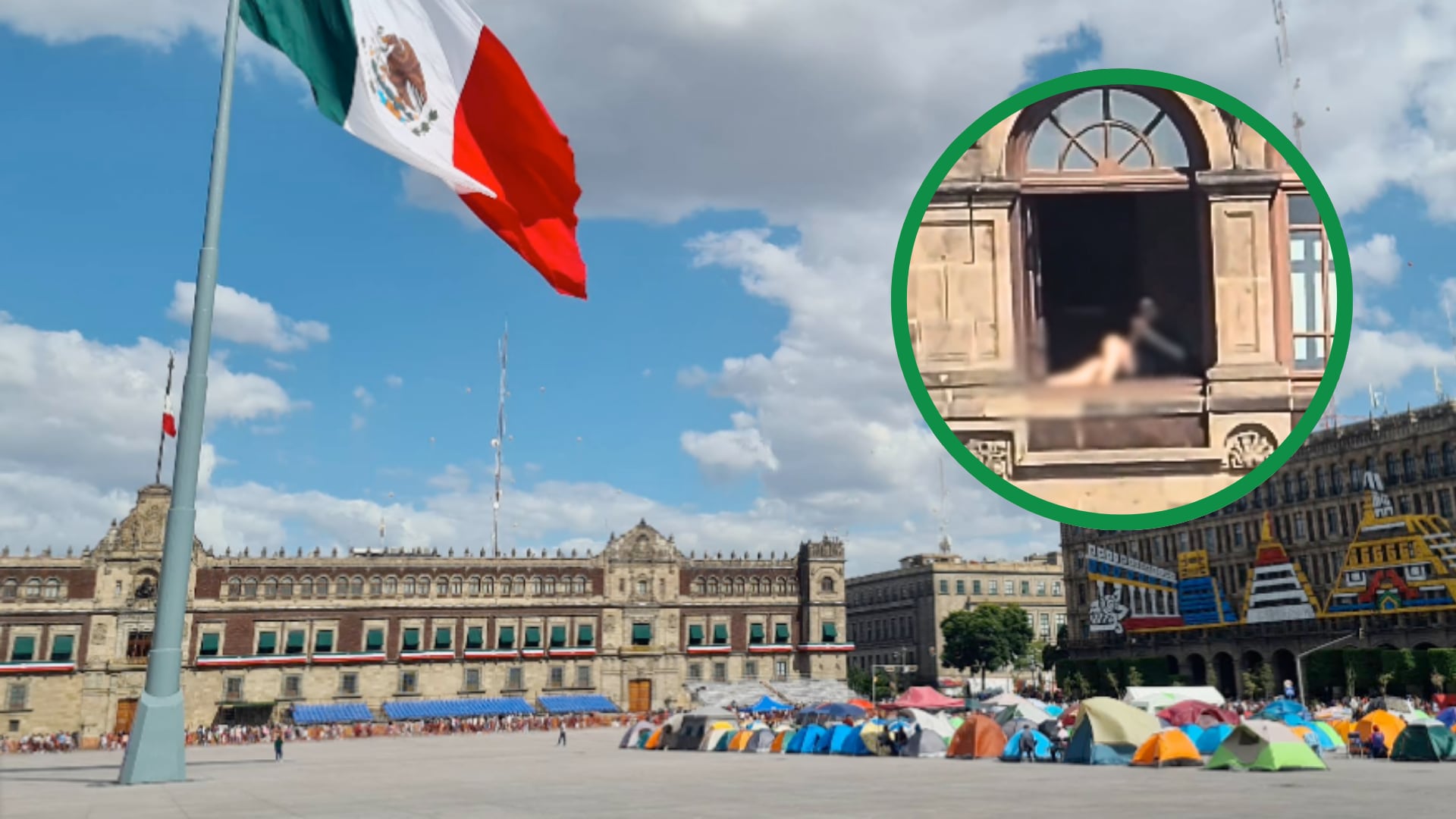 La imagen, difundida en redes, muestra a una mujer aparentemente relajándose en una ventana del recinto histórico