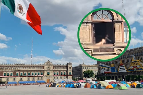 Así se bronceaba una mujer en un balcón de Palacio Nacional durante protestas de la CNTE