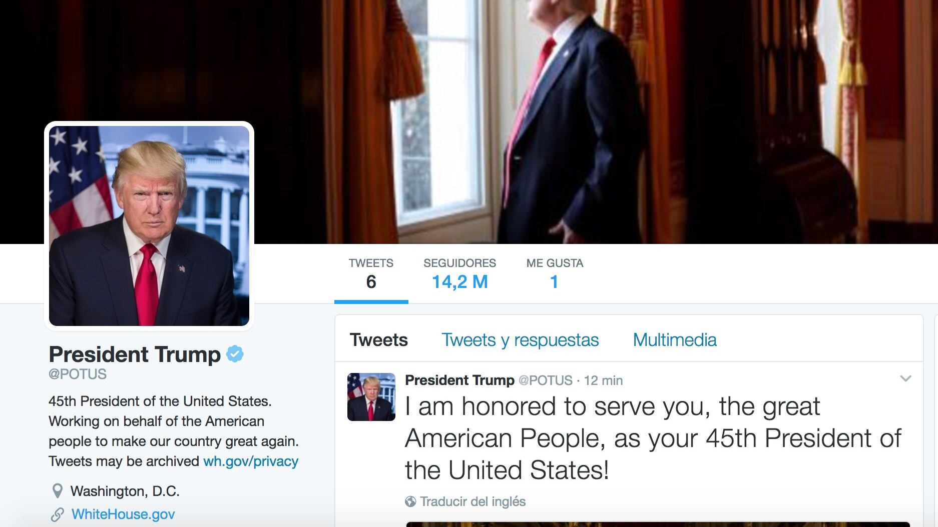 La nueva imagen de @POTUS durante la Administración de Donald Trump. | Twitter
