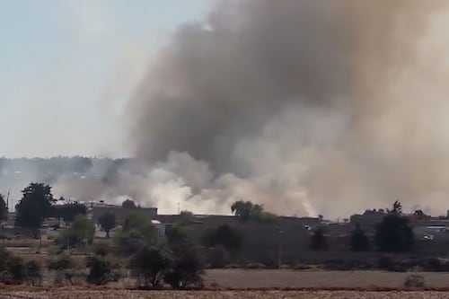 Fuerte incendio de pastizal en Zinacantepec provoca humo intenso y riesgo para habitantes
