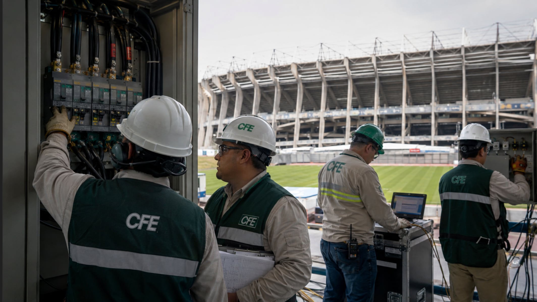 CFE supervisando iluminación estadio