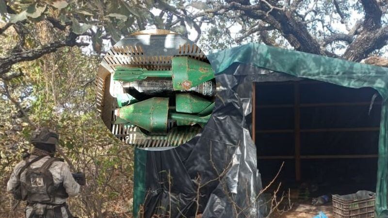 Aseguran 11 explosivos en campamento en Jalisco