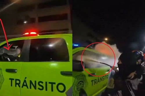 Video: Agreden con un extintor a policía que manejaba usando su celular en la colonia Morelos