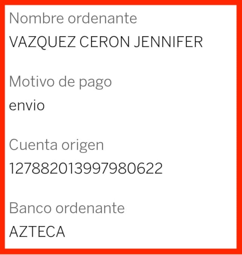 Cuenta real utilizada por la red de defraudadores para realizar depósitos pequeños a las víctimas para atraerlas al esquema fraudulento.