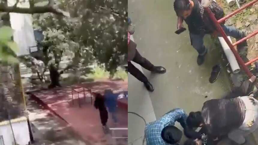 Alumnos y personal del CCH Sur desalojan el plantel tras el ataque con arma blanca.