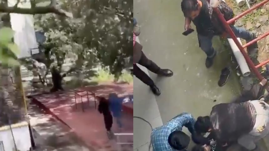 Alumnos y personal del CCH Sur desalojan el plantel tras el ataque con arma blanca.