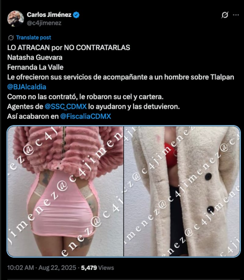 Mujeres atracan a sujeto en Tlalpan