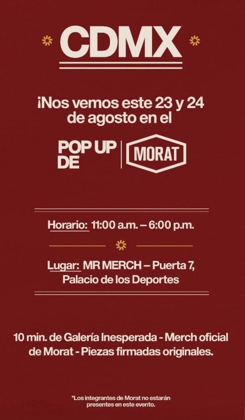 Morat tendrá una pop up store en Ciudad de México