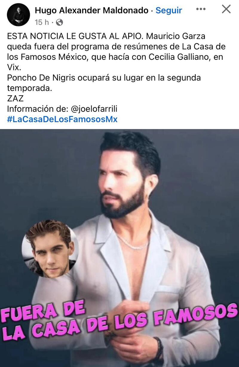 ¿A quién suplirá Poncho De Nigris en La Casa de los Famosos?